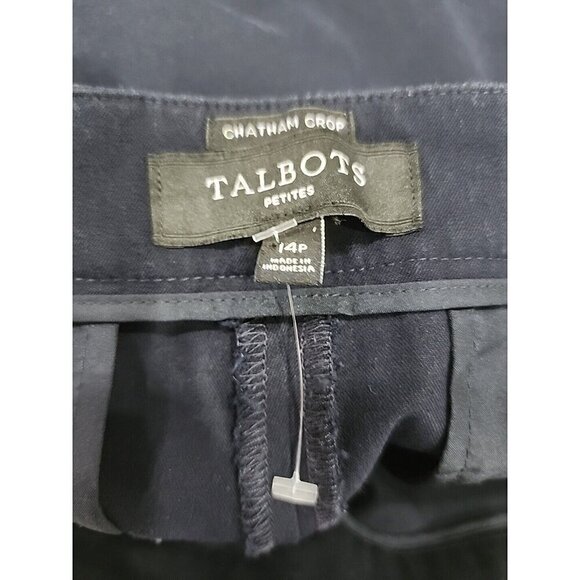 Talbots Pants Chatham Navy Blue Stretch High Rise Cropped Women's  14P - Picture 4 of 5